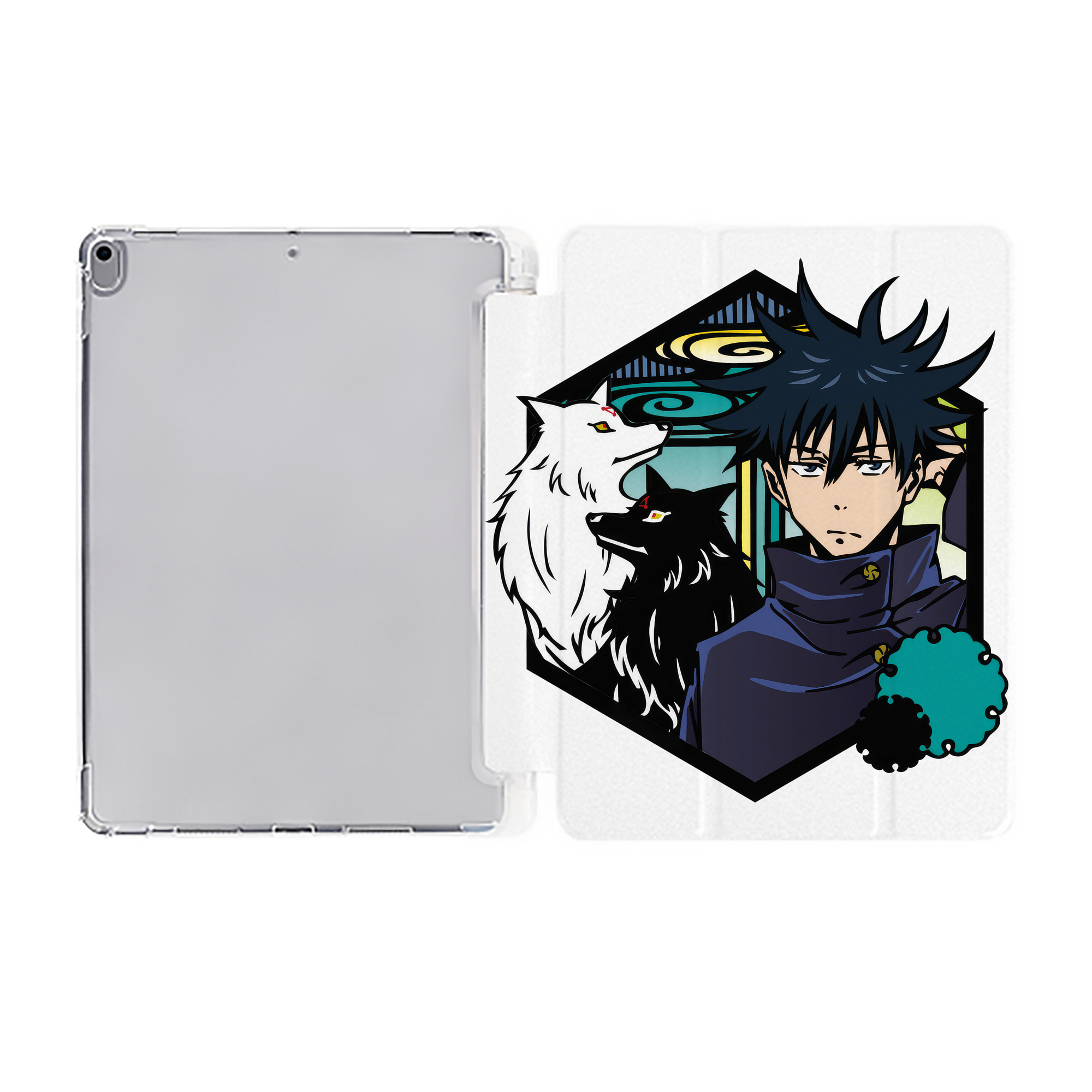 （画像用） 呪術廻戦 Jujutsu Kaisen IPad ケース ペン収納付き 三つ折りスタンド PUレザー×シリコン 対応機種9.5/10.5/10.9インチ